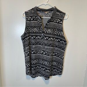 Claudia Richard Black and White Patterned Sleeveless Top women’s size XL